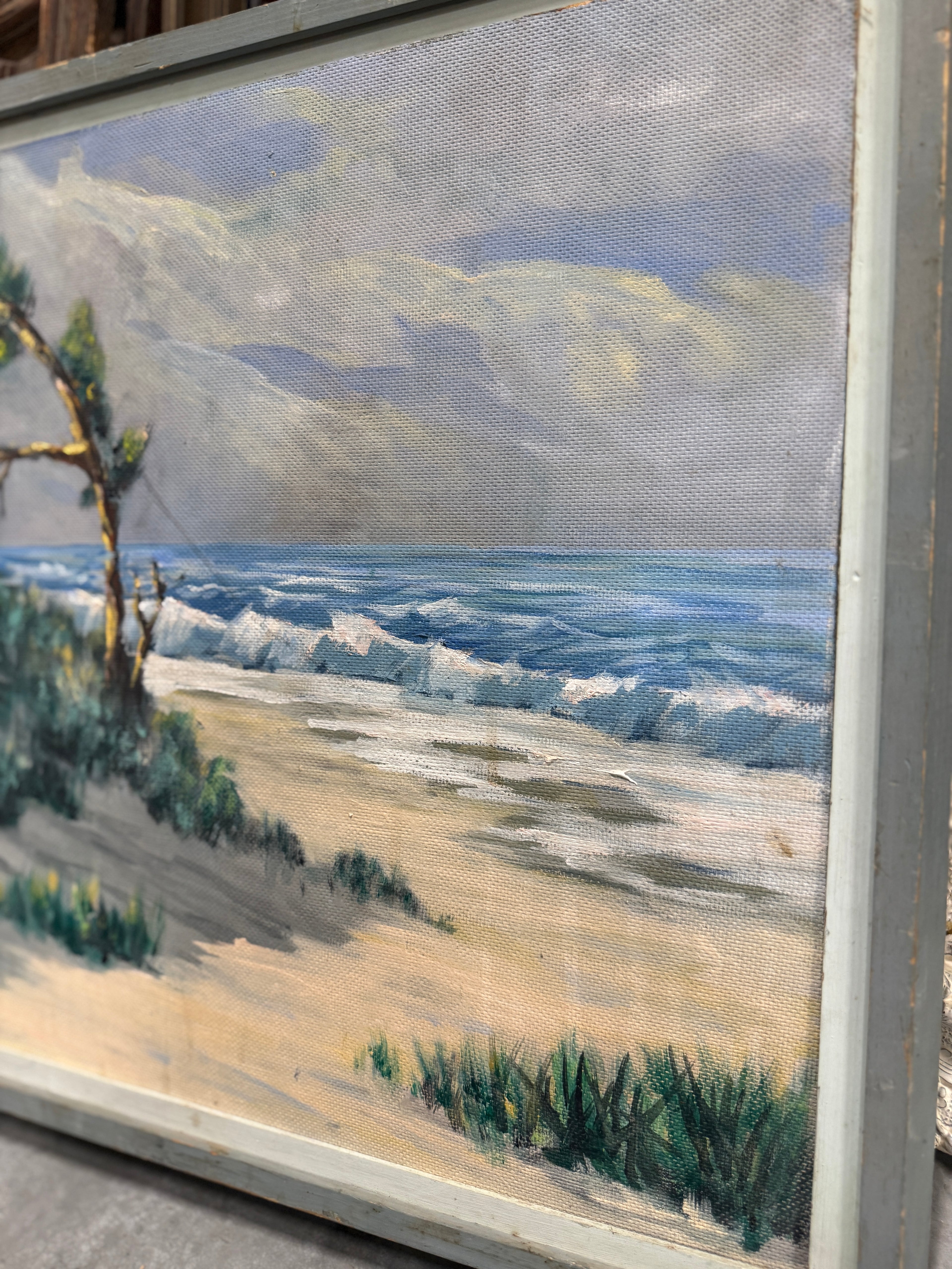 D. Giannoni Coastal Oil Painting with Windswept Tree, c. 1930s–1950s