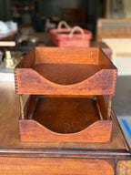 Antique Weis Manufacturing Co. Two-Tier Wood Letter Tray, c. 1920s–1940s