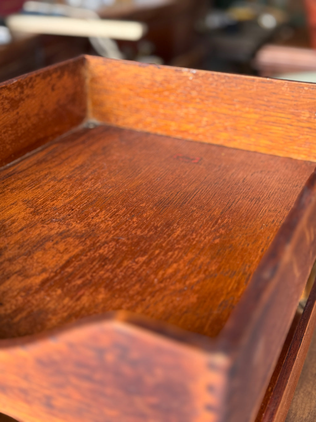 Antique Weis Manufacturing Co. Two-Tier Wood Letter Tray, c. 1920s–1940s