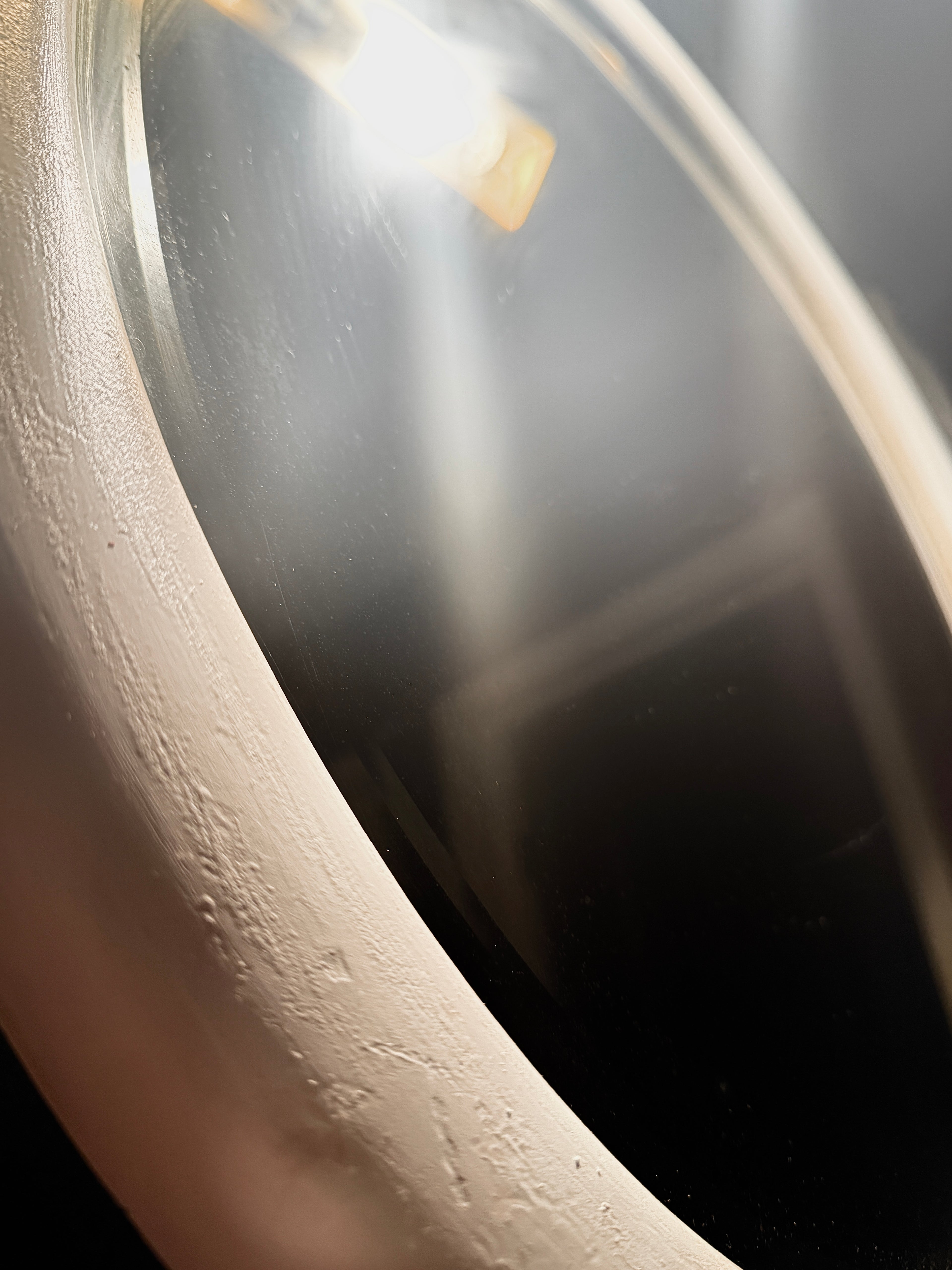 Streamline Oval Wall Mirror in Original White Enamel, c 1935-1939