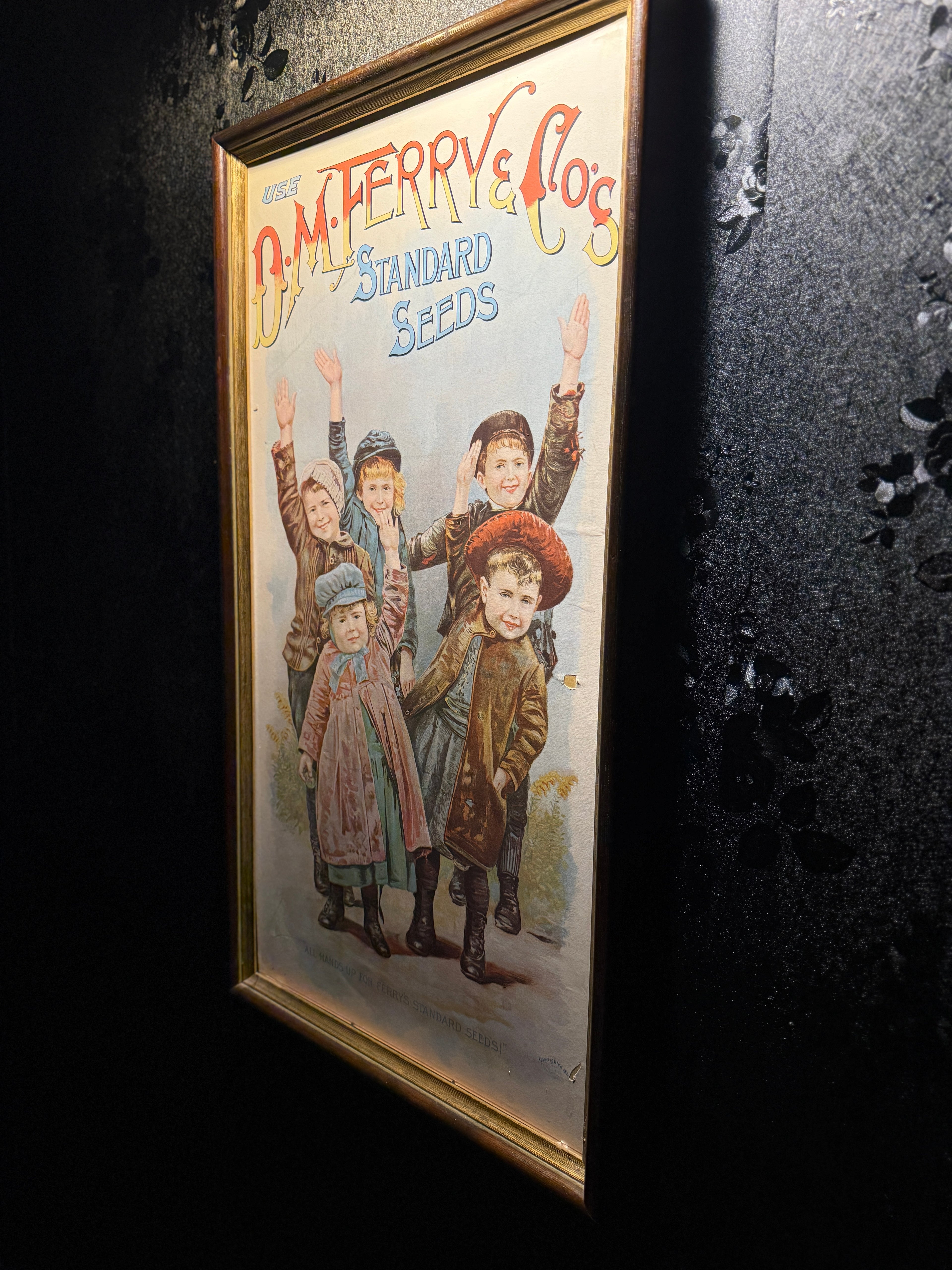 All Hands Up for Ferry’s Standard Seeds! — Original 1891 D.M. Ferry & Co. Advertising Lithograph