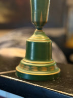 Vintage Emerald Green Toleware Table Lamp with Metal Shade, c. 1950s