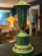 Vintage Emerald Green Toleware Table Lamp with Metal Shade, c. 1950s