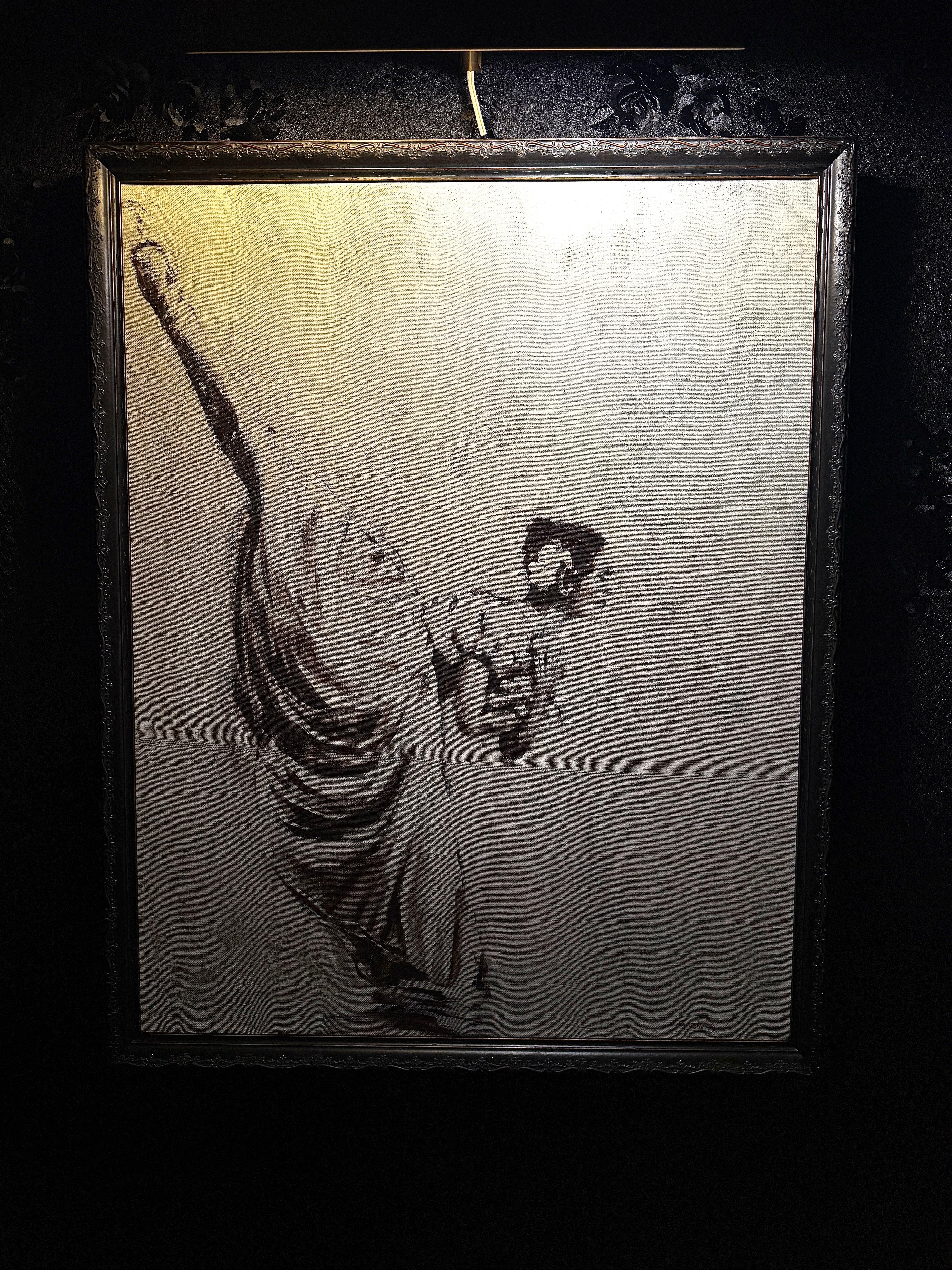 Dancer in High Kick — Figurative Painting on Canvas signed Zyvosky and dated ’79