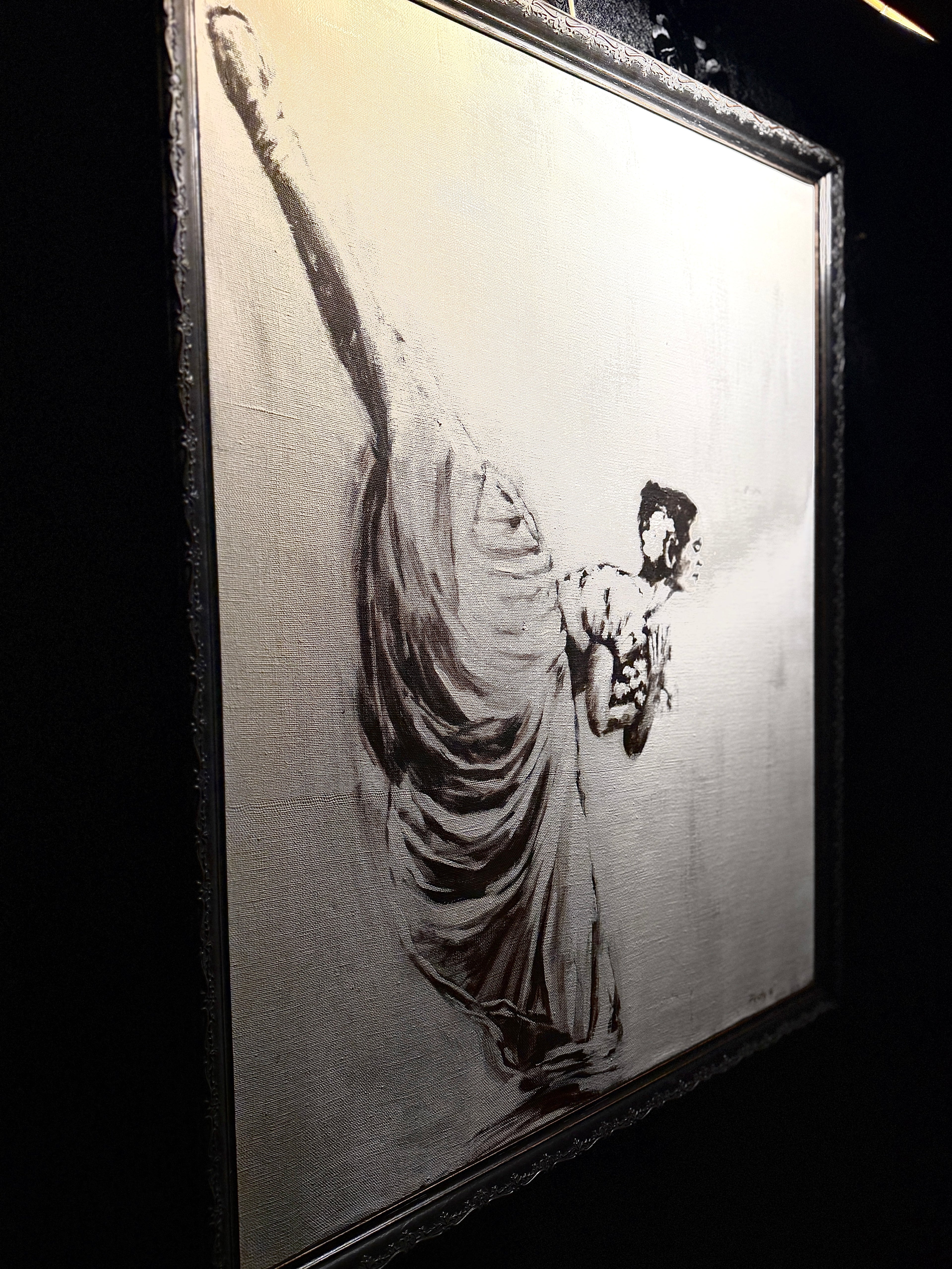 Dancer in High Kick — Figurative Painting on Canvas signed Zyvosky and dated ’79