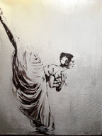 Dancer in High Kick — Figurative Painting Mixed media (charcoal and ink) on canvasa Canvas signed Zyvosky c. 1979