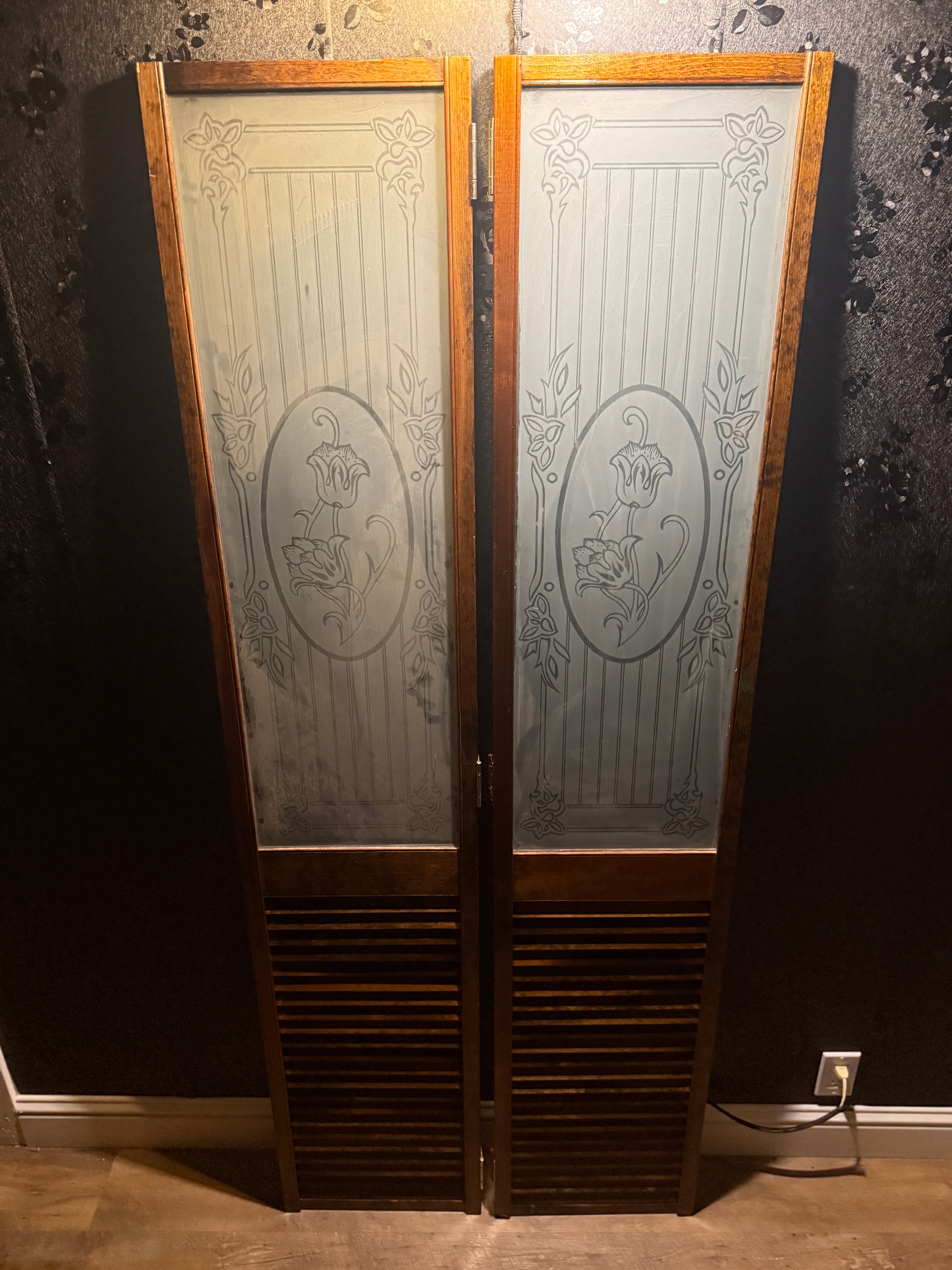 Art Nouveau Etched Glass Bifold Doors, American c.1900–1915