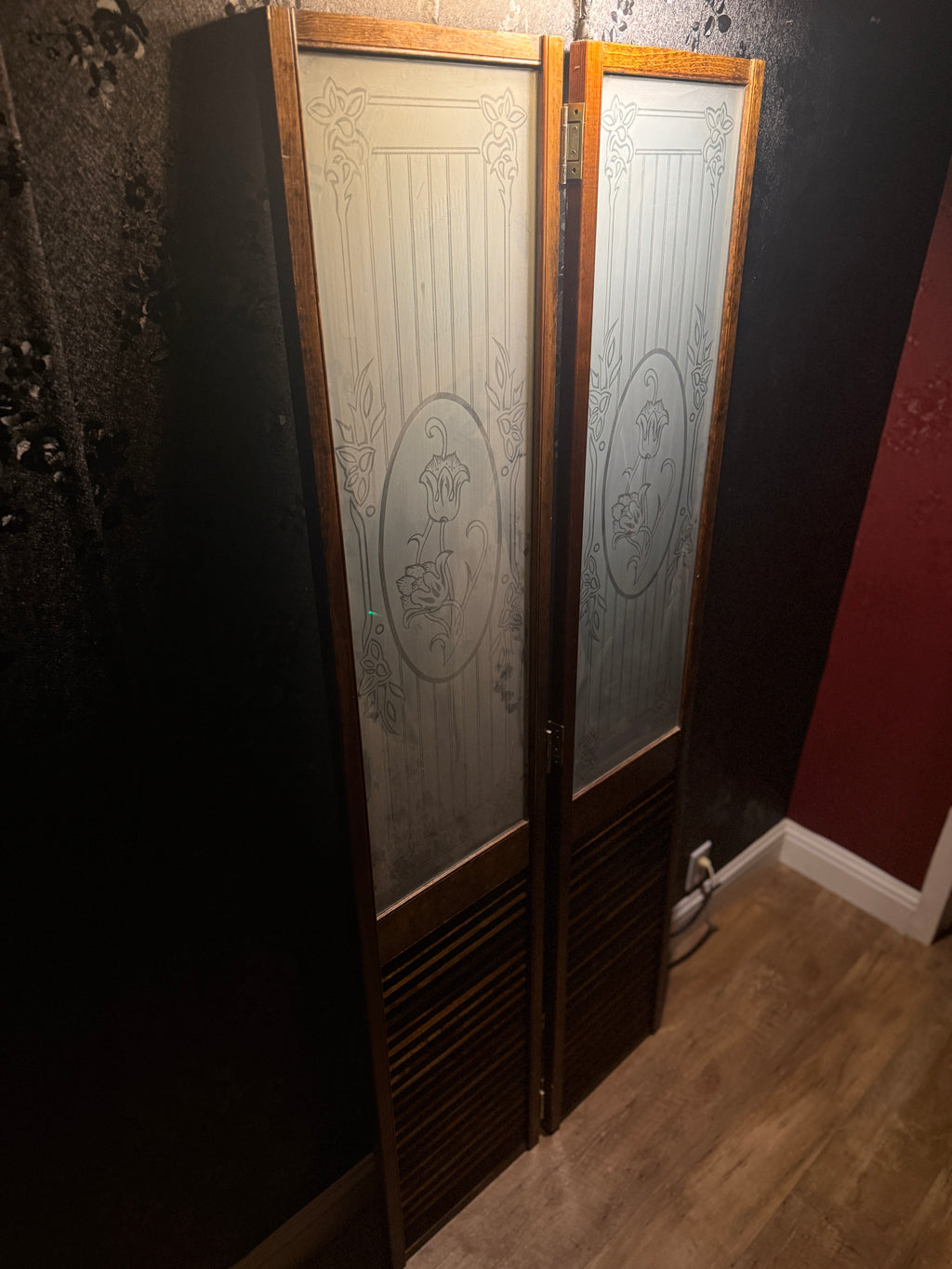 Art Nouveau Etched Glass Bifold Doors, American c.1900–1915