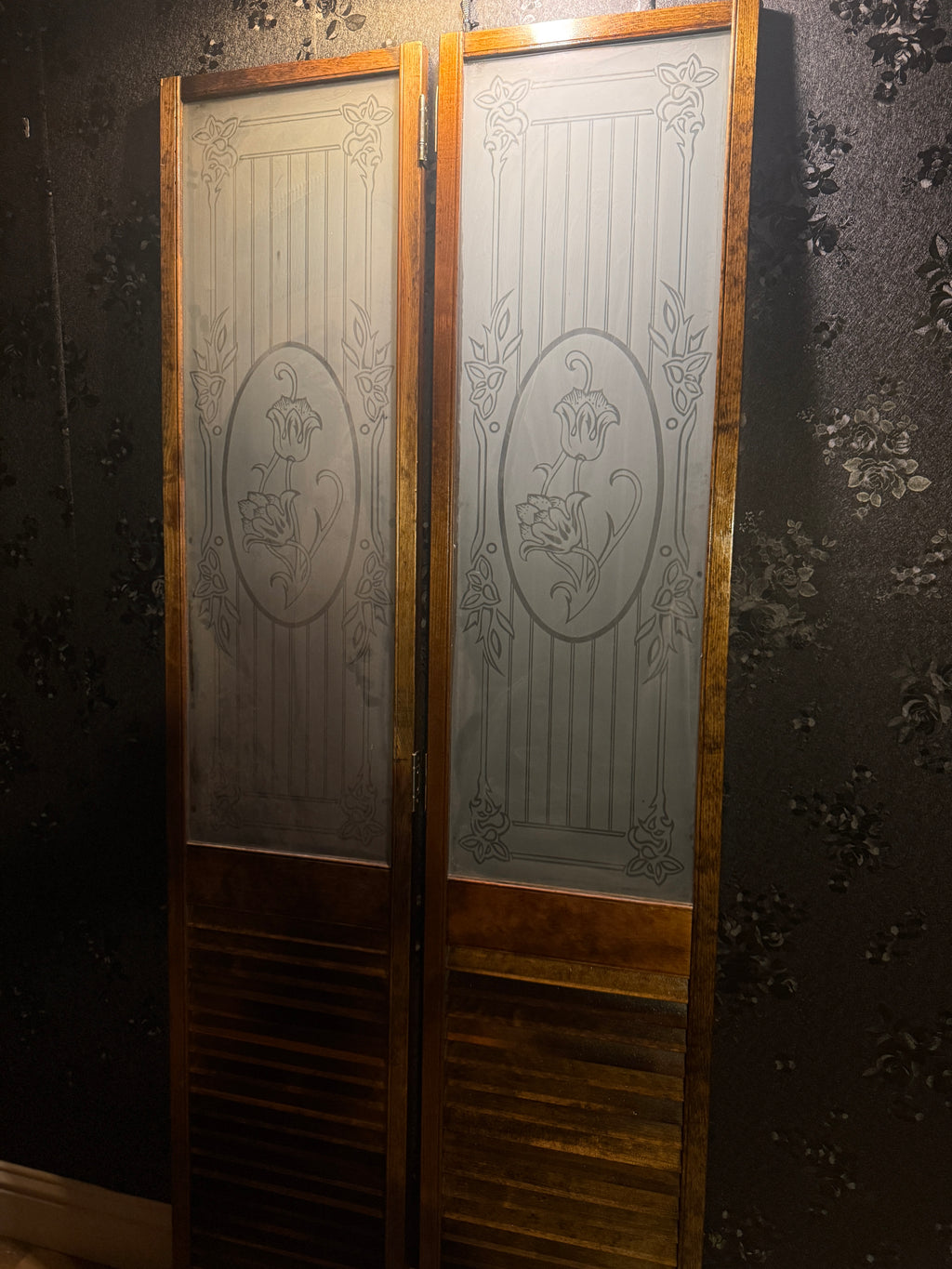 Art Nouveau Etched Glass Bifold Doors, American c.1900–1915