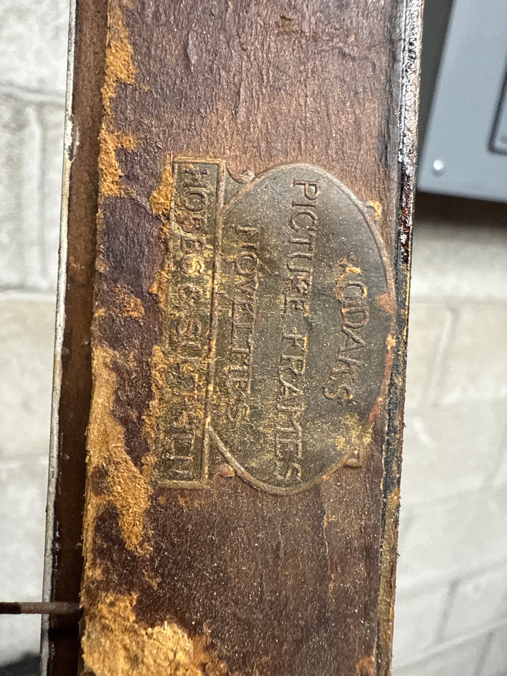 1915 Kodas Picture Frames & Novelties Beveled Mirror – American Arts & Crafts Era Hardwood Frame