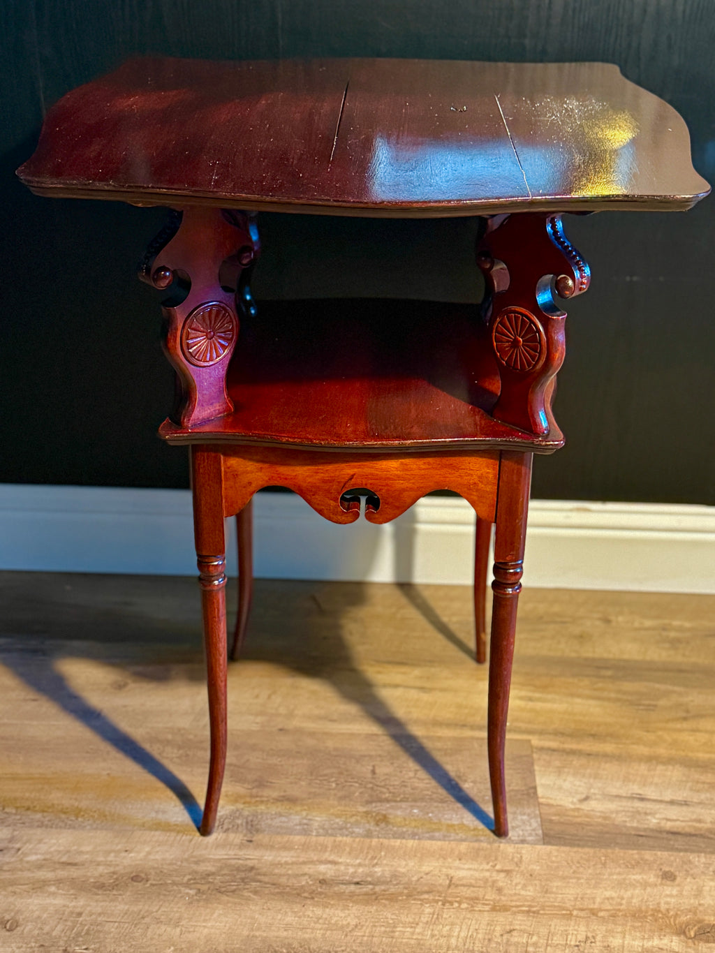 Edwardian Sunburst Two-Tier Parlor Table, American c.1905–1915