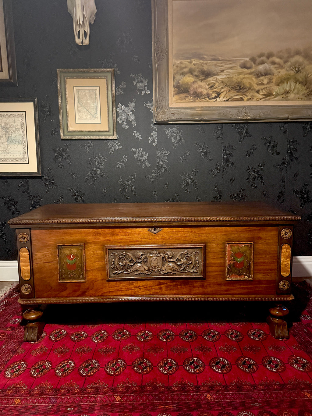 Ed Roos “Forest Park Chest” Neo-Renaissance Cedar Hope Chest, Forest Park IL, c.1925