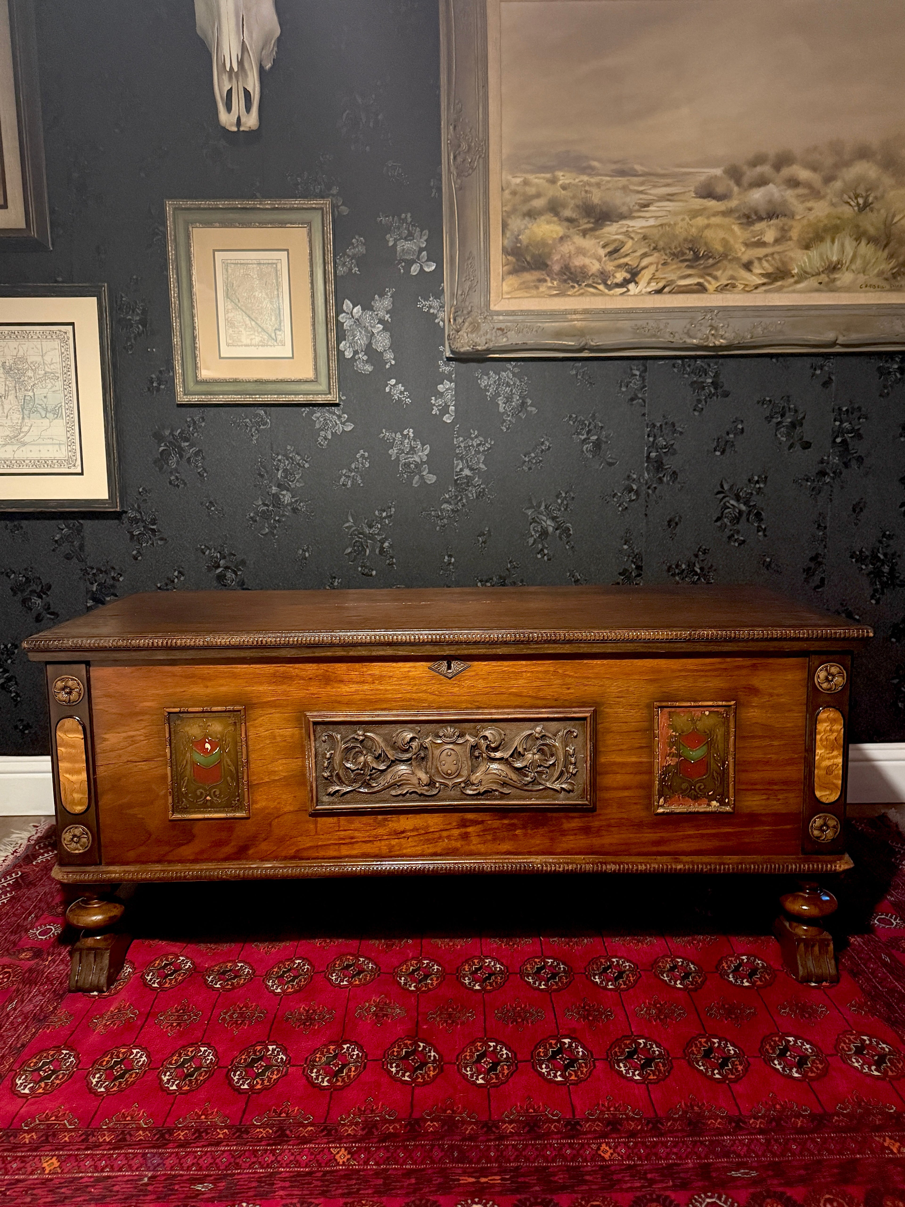 Ed Roos “Forest Park Chest” Neo-Renaissance Cedar Hope Chest, Forest Park IL, c.1925