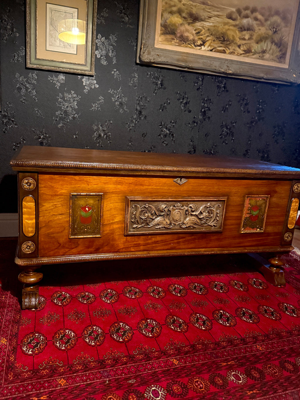 Ed Roos “Forest Park Chest” Neo-Renaissance Cedar Hope Chest, Forest Park IL, c.1925