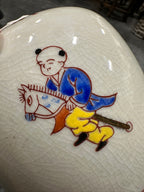 Small Japanese Aka-e Porcelain Jar Painted with Karako at Play, Iron-Red Lotus Scroll Border over Allover Kannyu Crackle, c. 1890–1940
