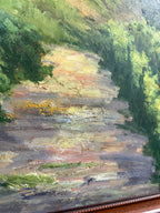 The Vineyard at Dusk, Italianate Landscape Oil On Canvas Painting, 20th Century Unsigned