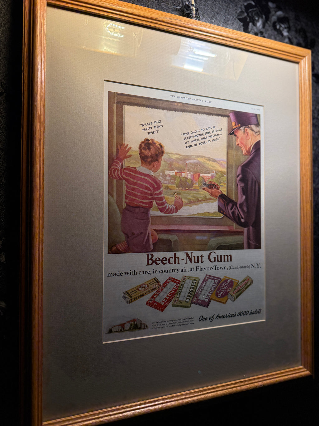 1939 Beech-Nut Gum Advertisement – Saturday Evening Post Vintage Lithograph