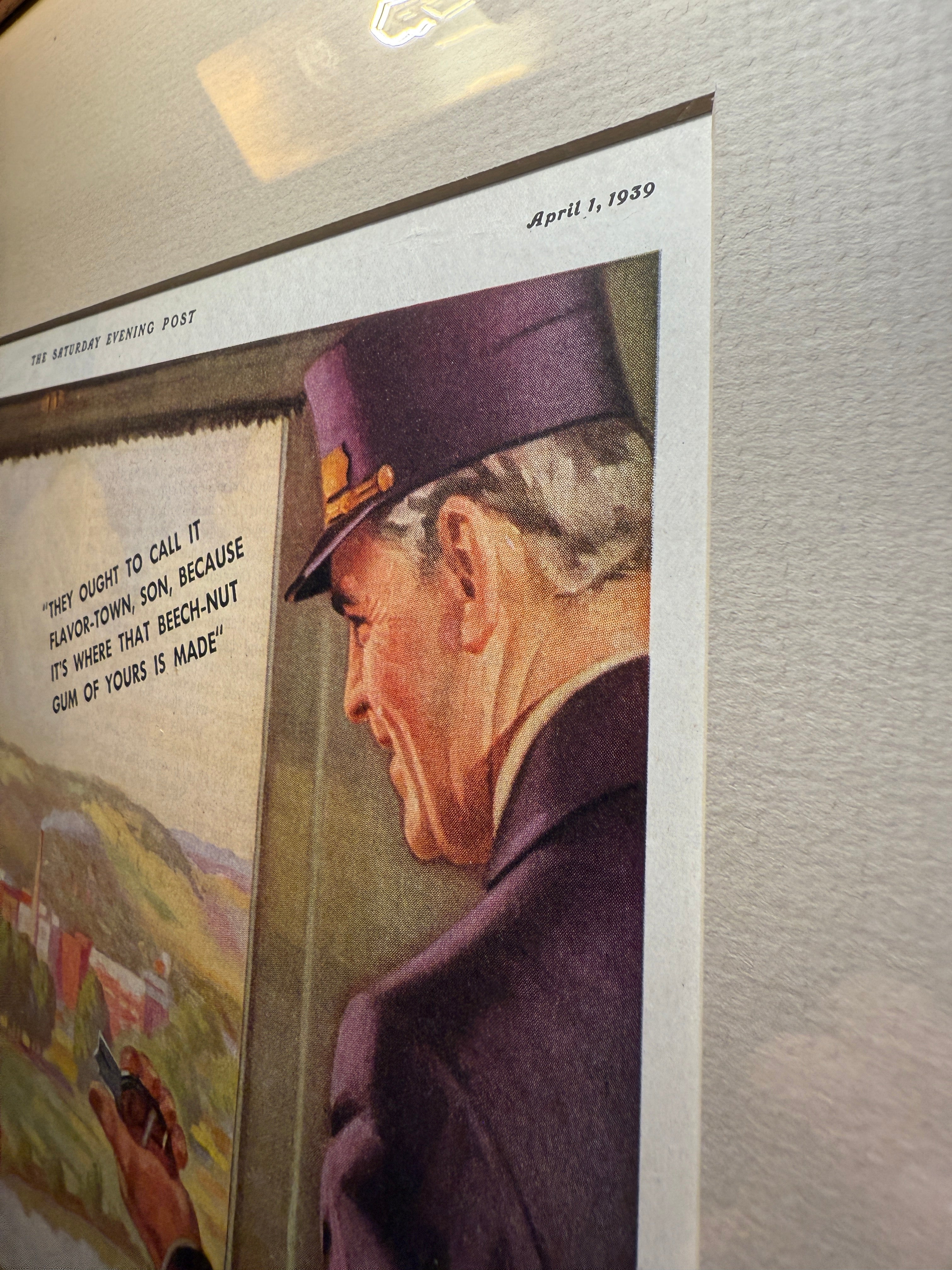 1939 Beech-Nut Gum Advertisement – Saturday Evening Post Vintage Lithograph