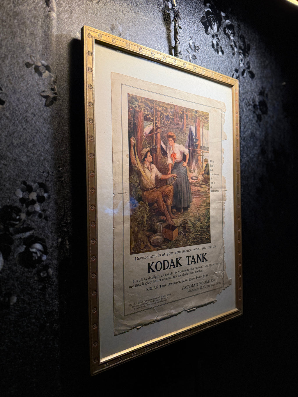 1907 Kodak Tank Advertisement – Early Eastman Kodak Co. Lithograph, Framed Antique Print