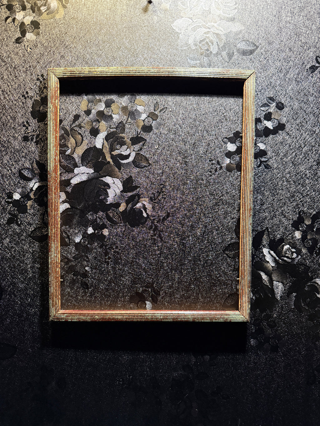 Mid-Century Modern Ribbed Wood Picture Frame With Original Aged Patina (c. 1950–1965)