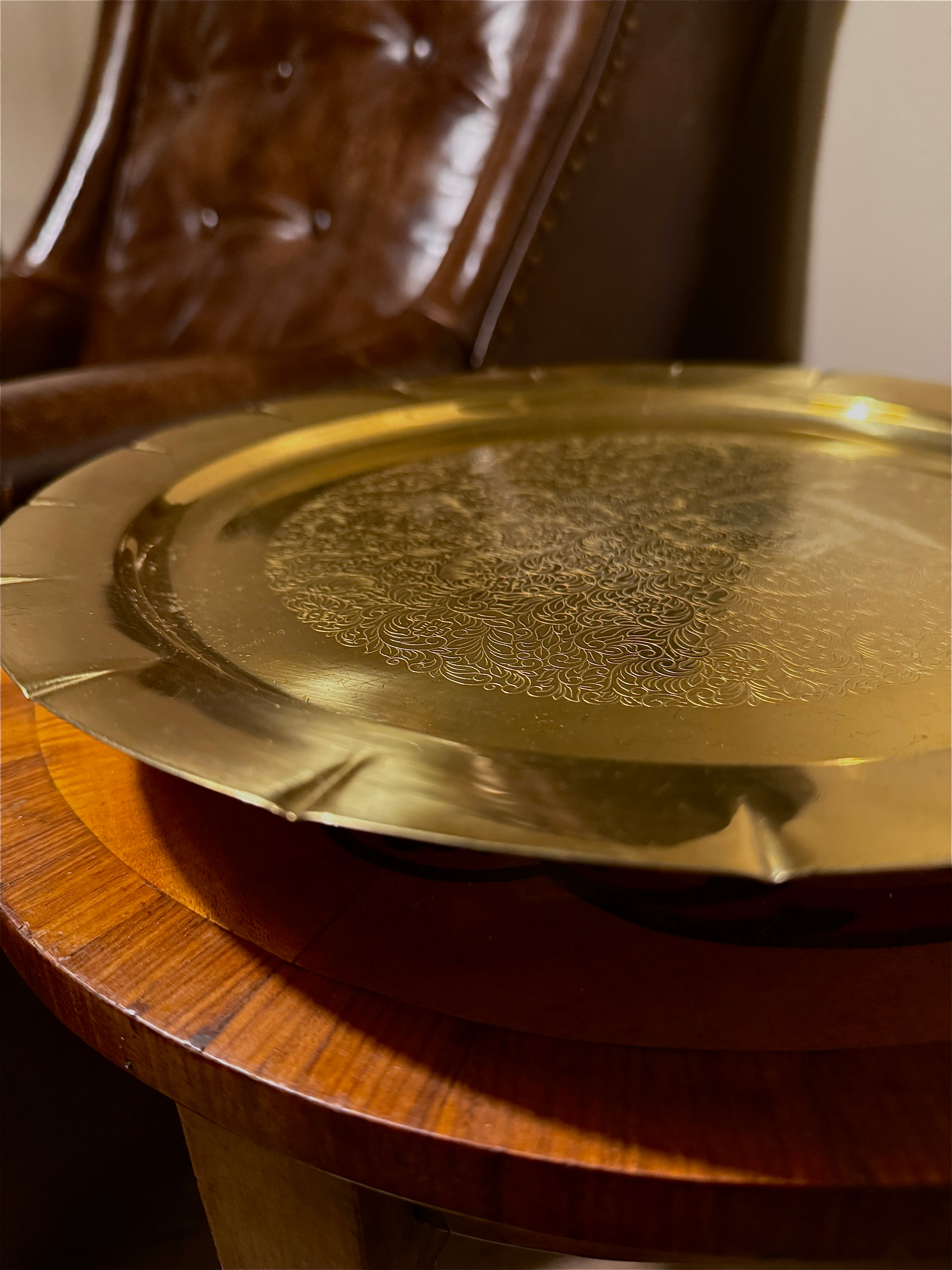 Vintage Swedish Brass Musical Ashtray (c. 1955s–65) – Wind-Up Engraved Tray