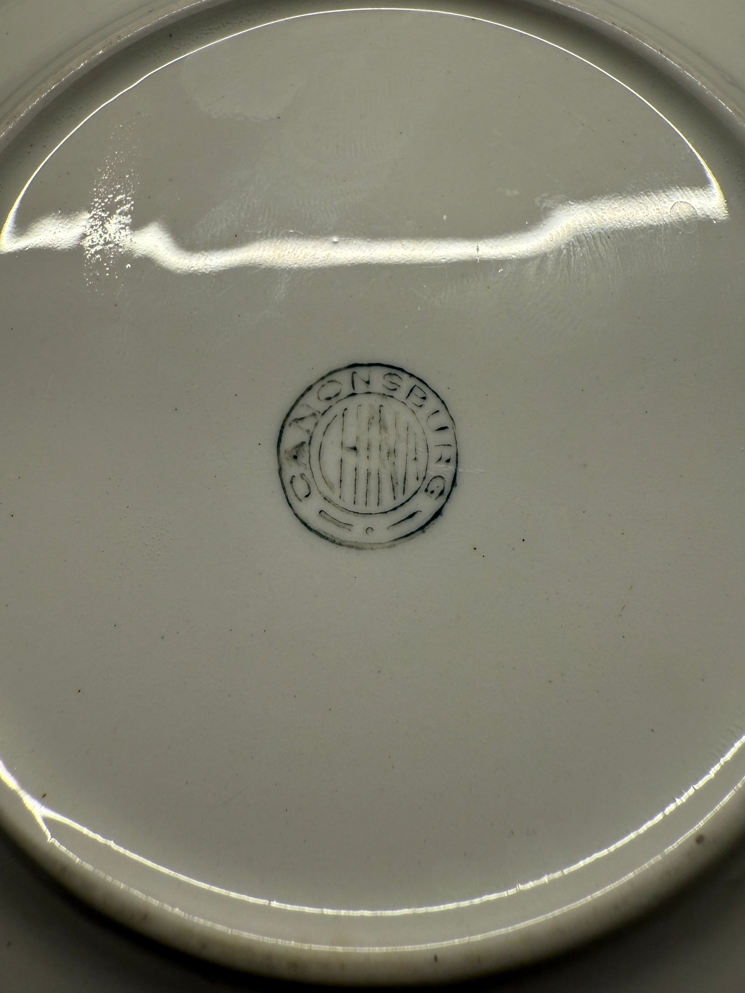 Vintage Canonsburg Floral Plate (1950s–60s) – Roses & Bluebird Bread-and-Butter Dish