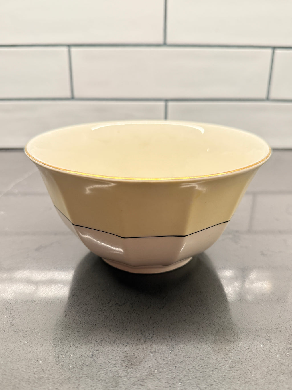 Art Deco Myott, Son & CoBowl (1925–1940) – English Ironstone with Faceted Sides