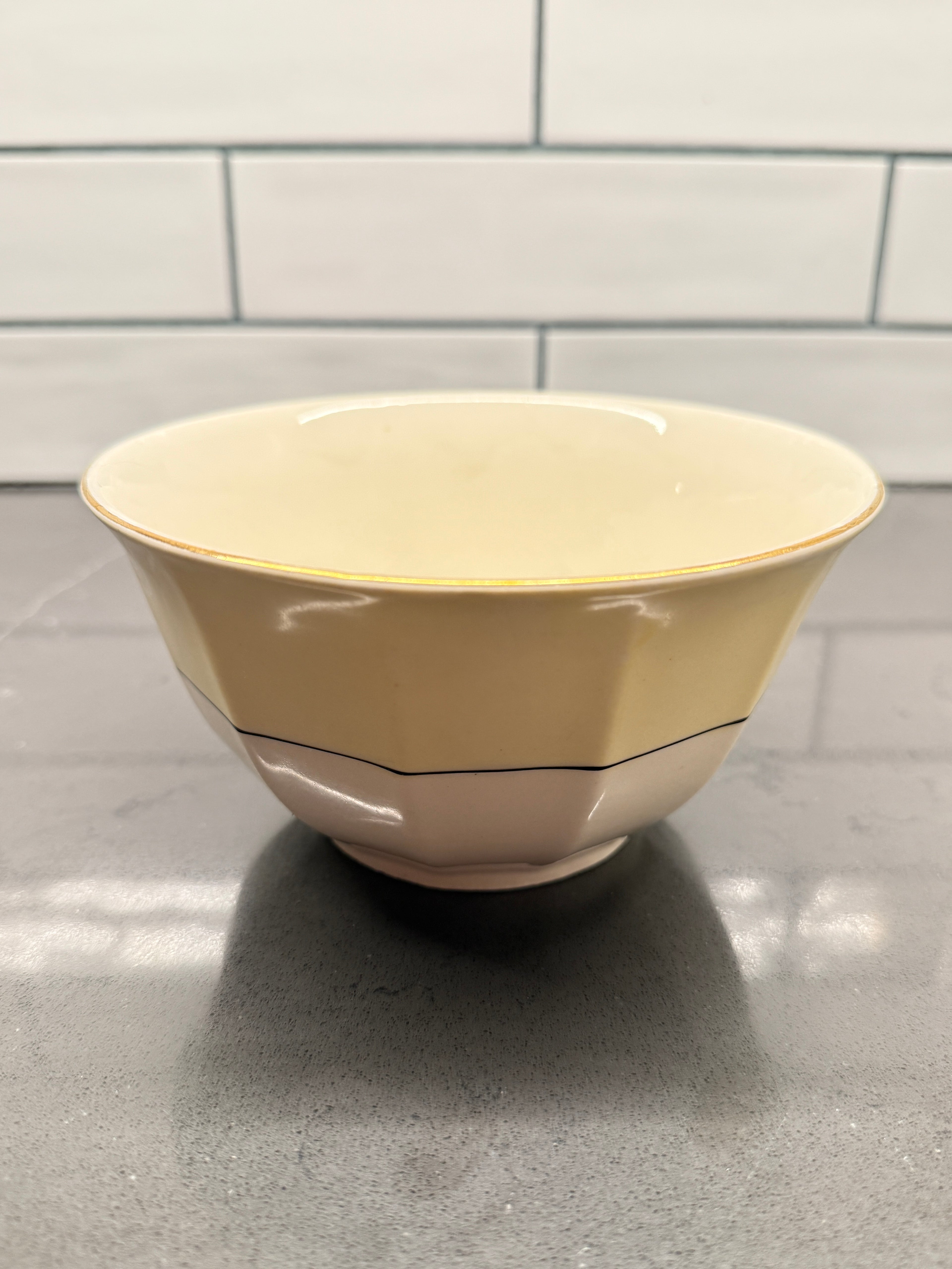 Art Deco Myott, Son & CoBowl (1925–1940) – English Ironstone with Faceted Sides
