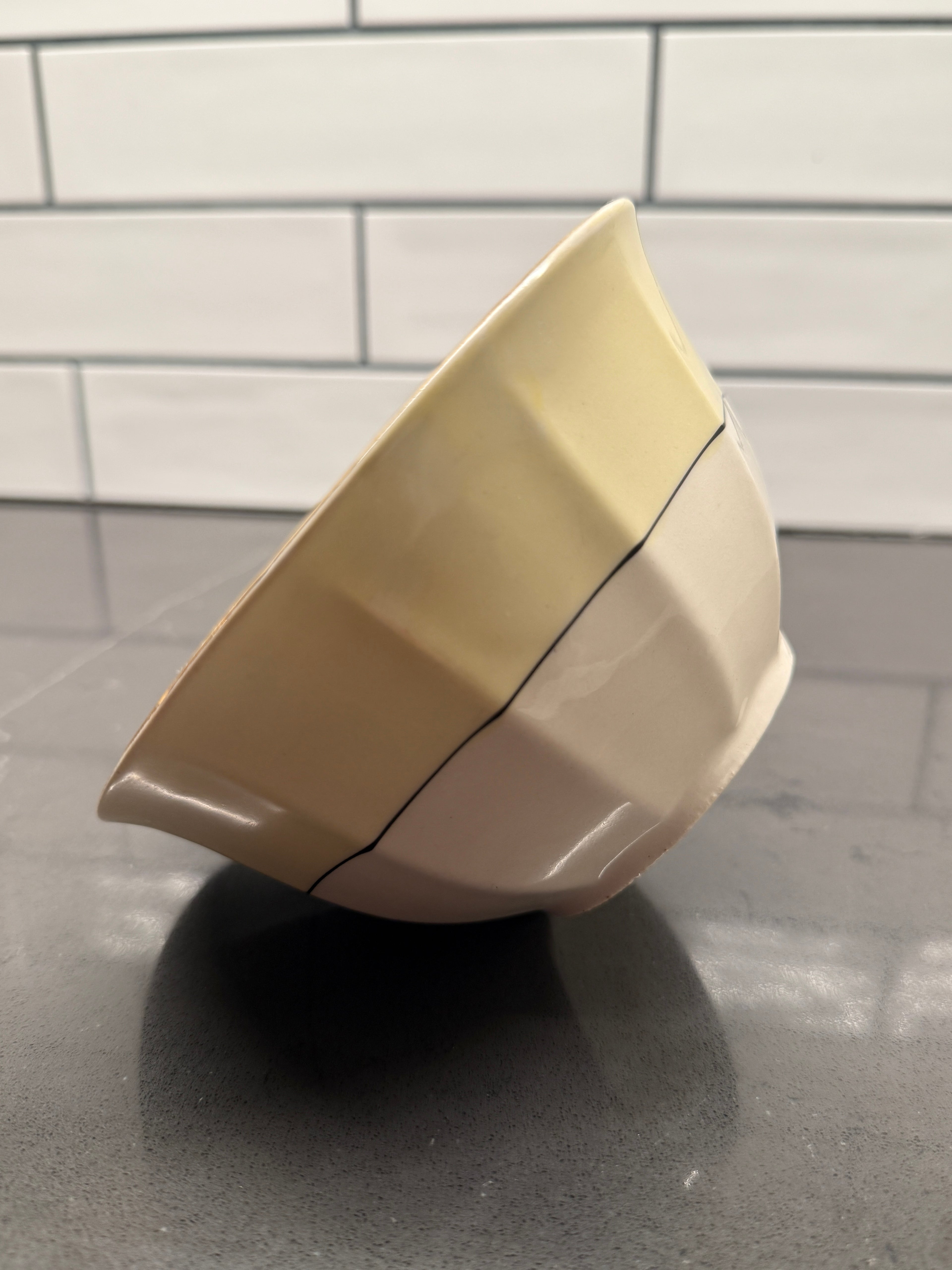 Art Deco Myott, Son & CoBowl (1925–1940) – English Ironstone with Faceted Sides