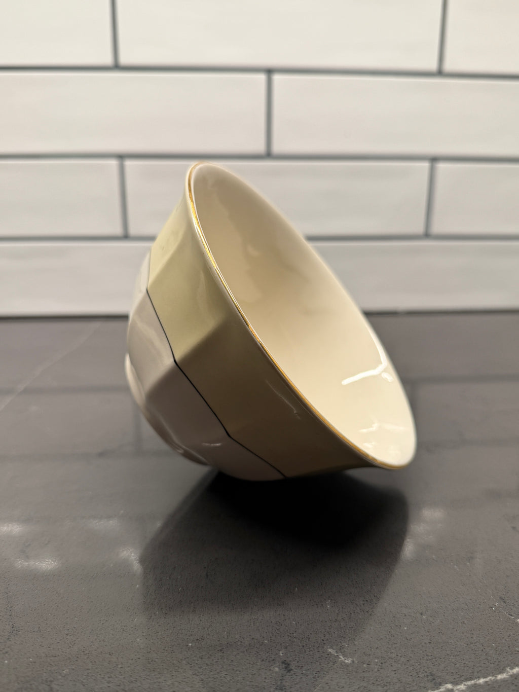 Art Deco Myott, Son & CoBowl (1925–1940) – English Ironstone with Faceted Sides