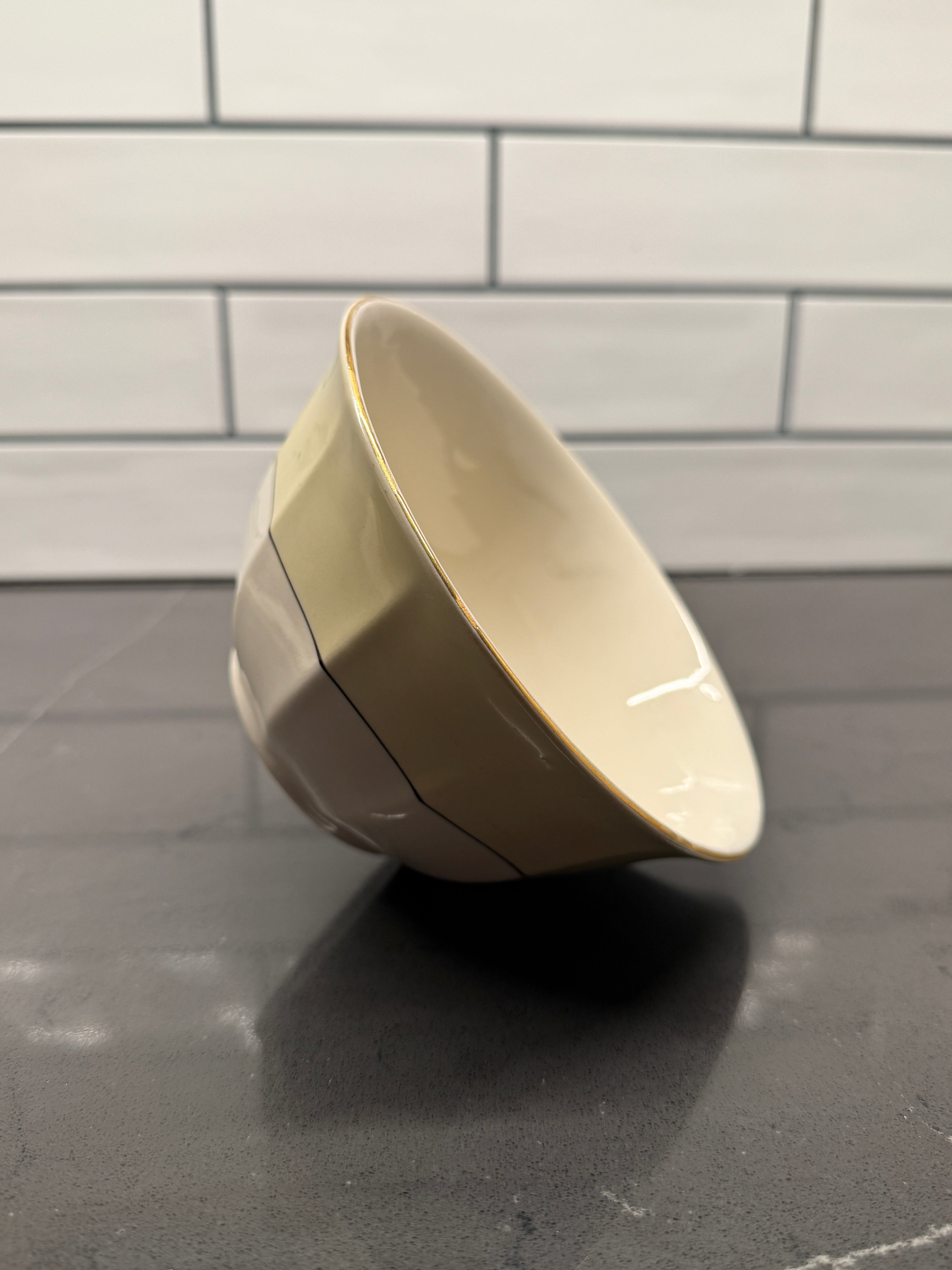 Art Deco Myott, Son & CoBowl (1925–1940) – English Ironstone with Faceted Sides