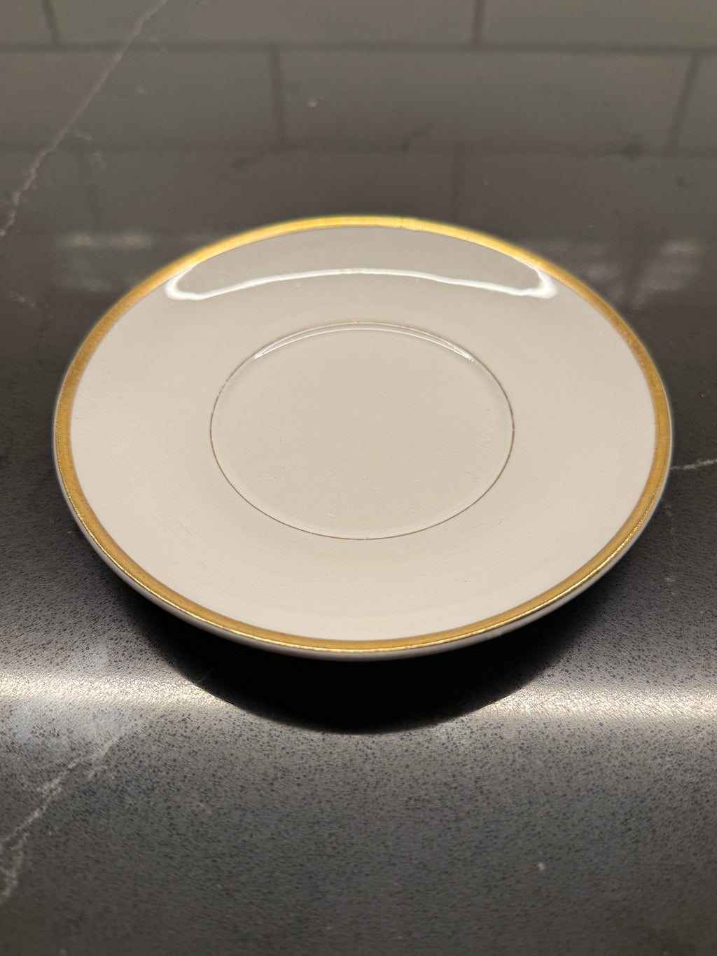 Pope-Gosser Saucer – Ivory China with Gold Rim (c. 1930-1940)