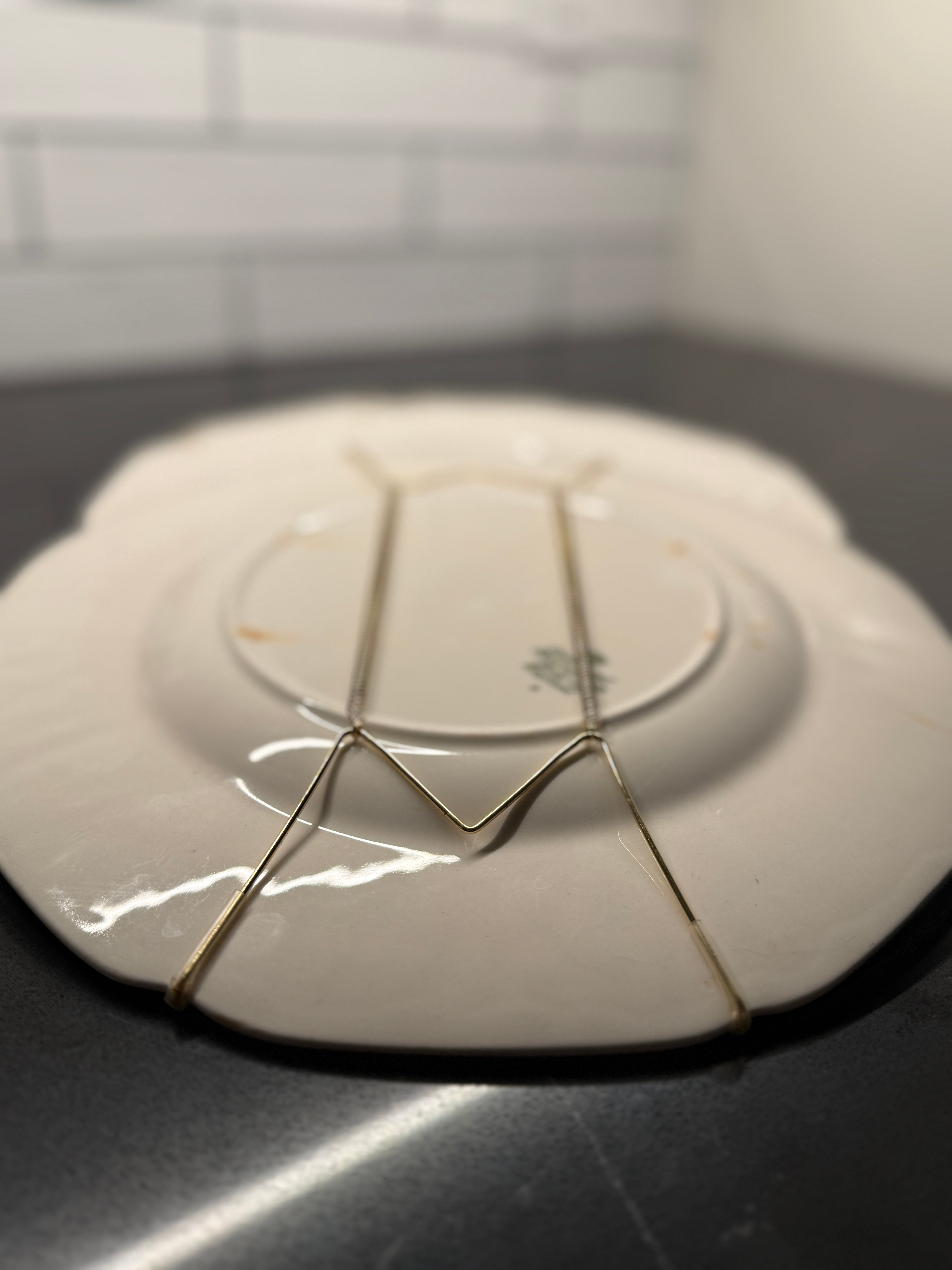 Crown Ducal Florentine Plate – Antique Embossed Creamware (1930s–40s, England, Set Of 2)