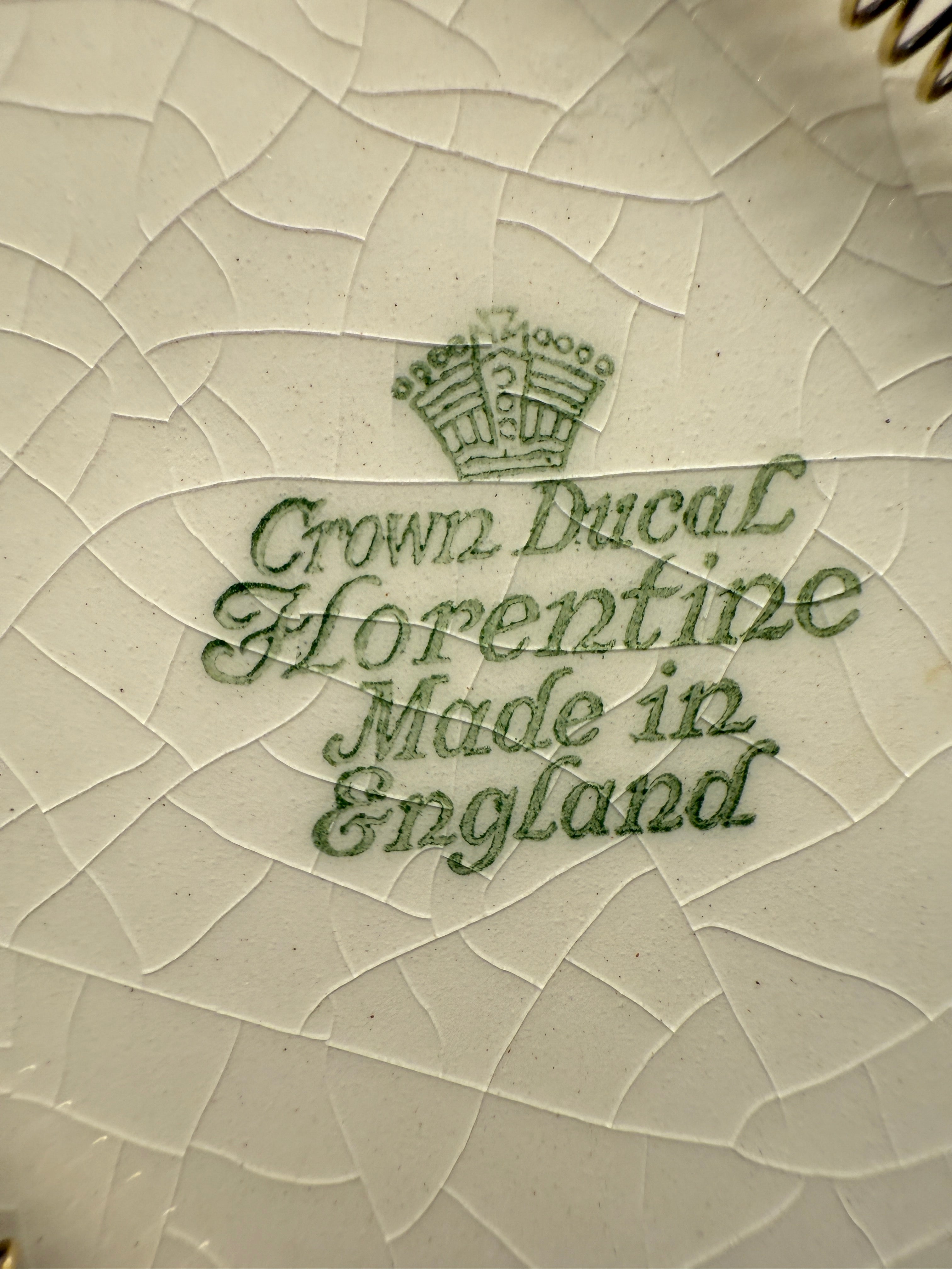 Crown Ducal Florentine Plate – Antique Embossed Creamware (1930s–40s, England, Set Of 2)