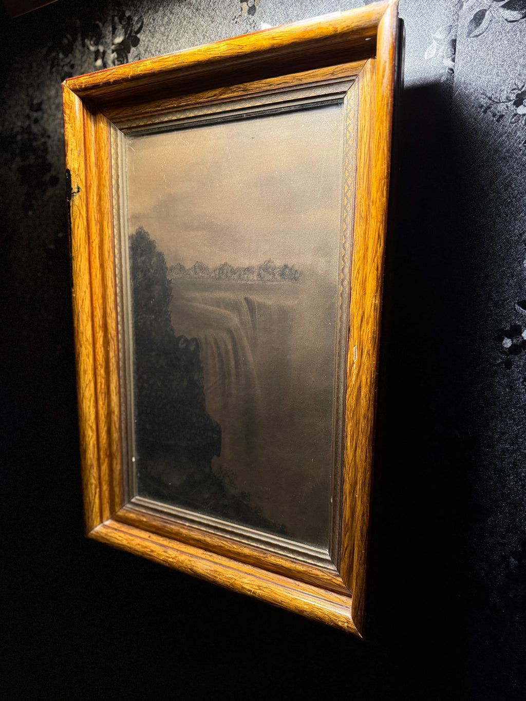 Niagara Falls Charcoal Study, 1891 — Antique Atmospheric Landscape on Canvas