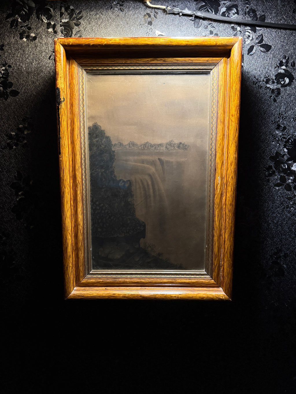 Niagara Falls Charcoal Study, 1891 — Antique Atmospheric Landscape on Canvas