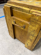 Military-Pattern Ordnance Crate in Old Yellow Paint and Pecan Stain Mid-20th Century Storage Trunk