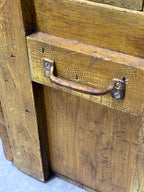 Military-Pattern Ordnance Crate in Old Yellow Paint and Pecan Stain Mid-20th Century Storage Trunk