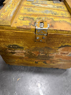 Military-Pattern Ordnance Crate in Old Yellow Paint and Pecan Stain Mid-20th Century Storage Trunk