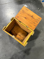 Military-Pattern Ordnance Crate in Old Yellow Paint and Pecan Stain Mid-20th Century Storage Trunk