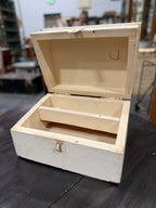 Handmade Painted Pine Keeping Box, Early-to-Mid 20th Century Farmhouse Make-Do