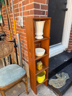 Tall Narrow Cottage Display Shelf / Bookcase, Refinished Pine, c. Early 20th Century