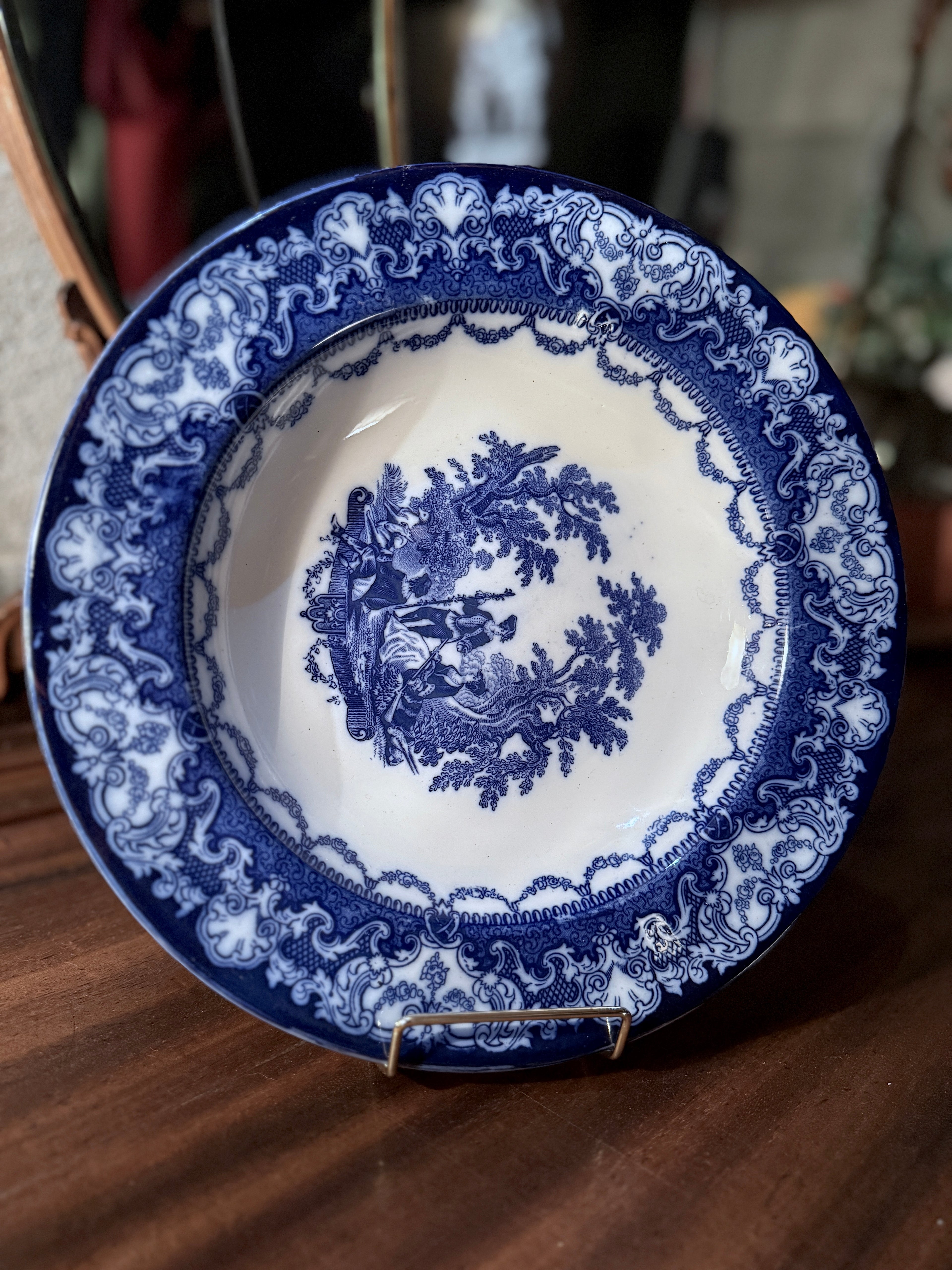 Antique Doulton Watteau Flow Blue Plate c.1890–1902 | Victorian Transferware