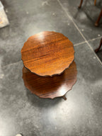 Two-Tier Mahogany Dumbwaiter Table, Scalloped Pie-Crust Edges on a Turned Baluster Column and Reeded Tripod Base, American