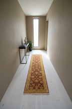 Hand-Knotted Peshawar Ziegler Wool Runner, Rust and Gold Sultanabad Design, Pakistan, 2'6" × 9'6"