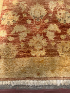 Hand-Knotted Peshawar Ziegler Wool Runner, Rust and Gold Sultanabad Design, Pakistan, 2'6" × 9'6"