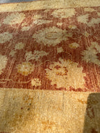Hand-Knotted Peshawar Ziegler Wool Runner, Rust and Gold Sultanabad Design, Pakistan, 2'6" × 9'6"