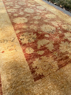 Hand-Knotted Peshawar Ziegler Wool Runner, Rust and Gold Sultanabad Design, Pakistan, 2'6" × 9'6"