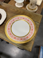 Vintage Hutschenreuther "Princess Louise" Dinner Plate, Encrusted Gold and Iron-Red Arabesque, Hohenberg Germany, c. 1948–1960