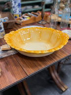 Vintage Amber Blended-Glaze Basin Bowl, Washstand Form, Scalloped Gadroon Rim, American, c. 1950–1965